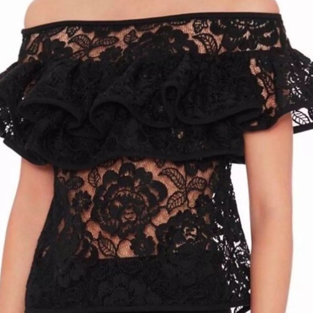 Alexis Elegant Black Lace Off-Shoulder Top